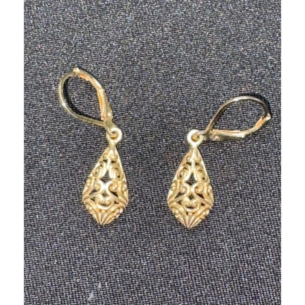 Silver 925 Teardrop Scroll Filigree Drop Earrings Dangle Hook Swirl Cutout